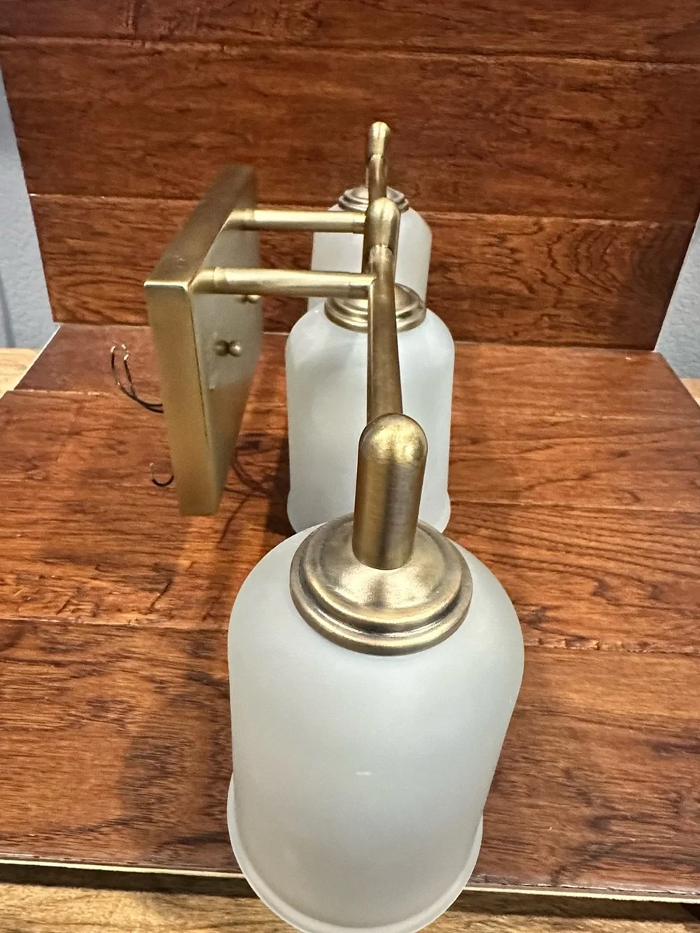 3-Light Frosted Glass Vanity Light in Brushed Brass